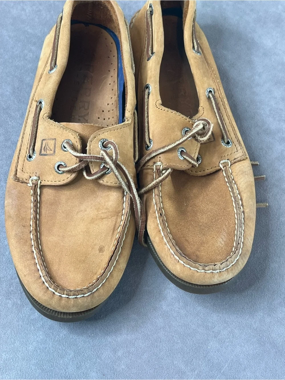 Sperry Tan/Light Brown Leather Moc Toe Boat Shoes